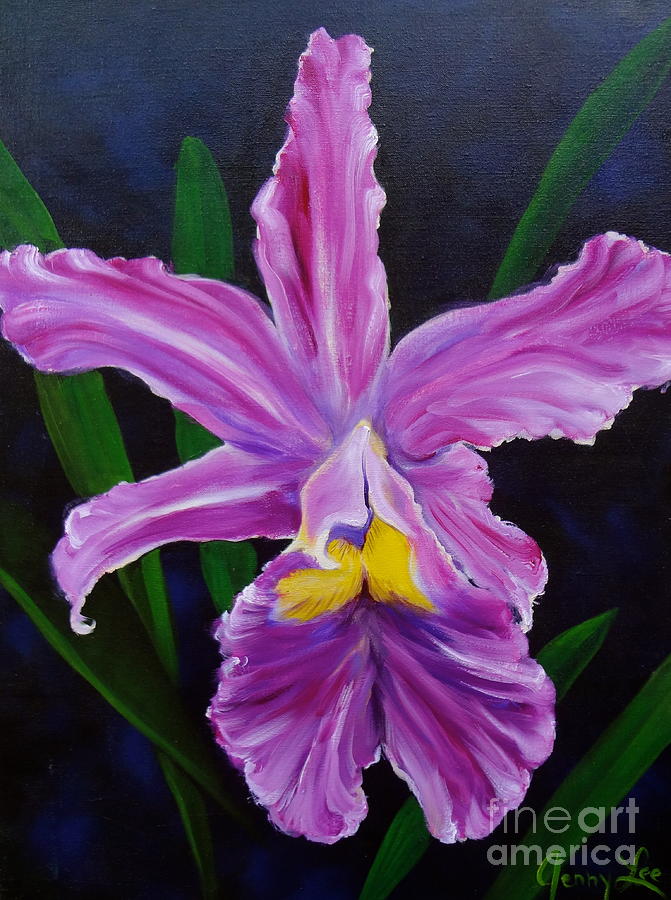 Purple Orchid #2 Painting by Jenny Lee
