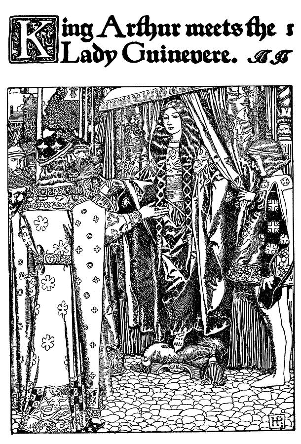 King Arthur meets the Lady Guinevere Drawing by Howard Pyle - Fine Art ...