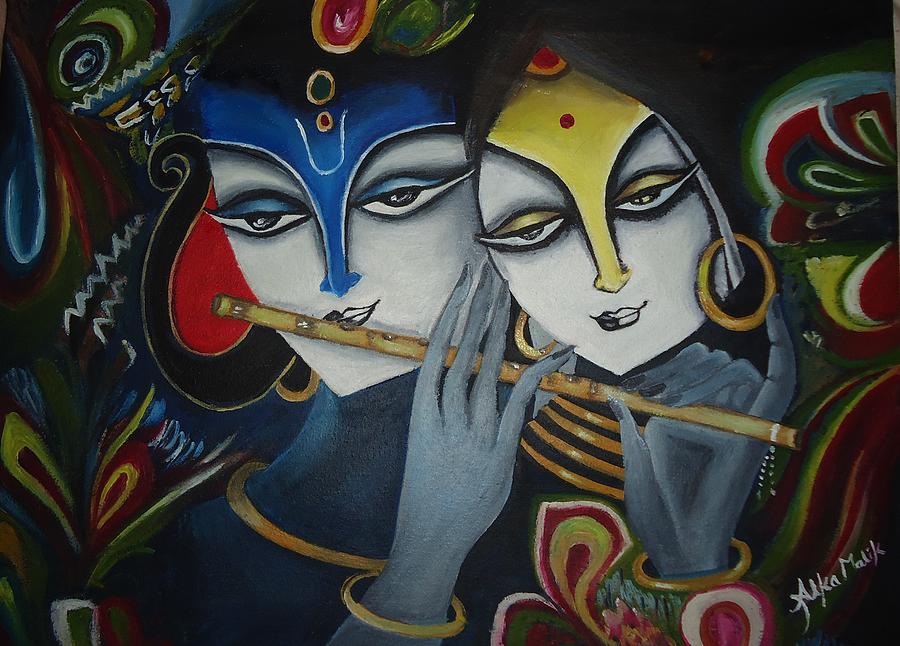 Radha Krishna Painting - Radha Krishna #2 by Alka  Malik