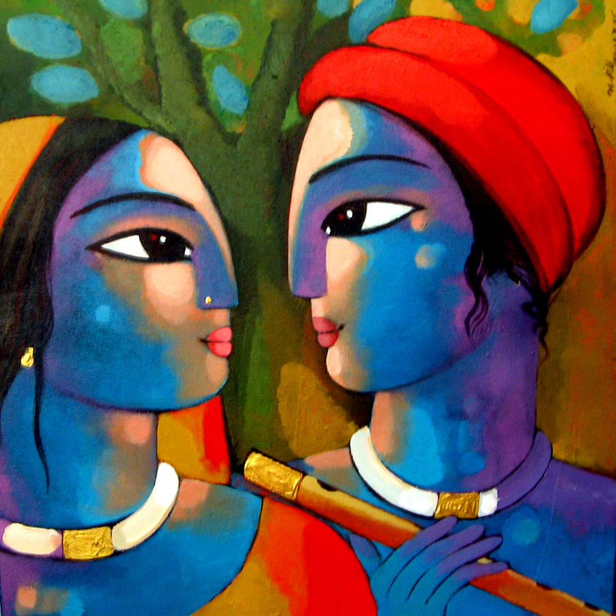 Radha Krishna Painting by Sekhar Roy