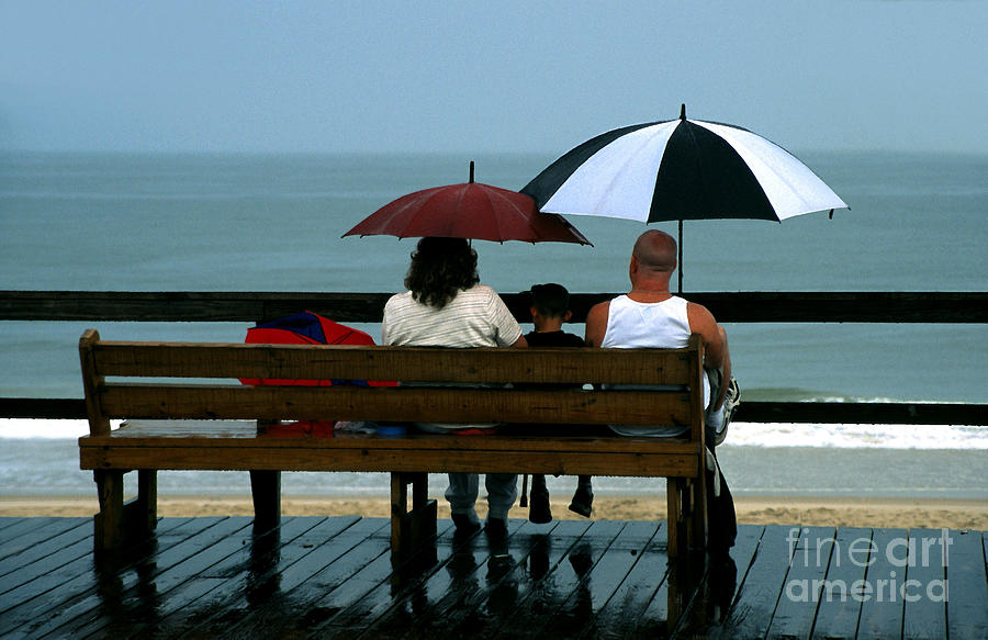 Rainy Day on the Boardwalk at Bethany Beach in Delaware #1 Digital Art by William Kuta