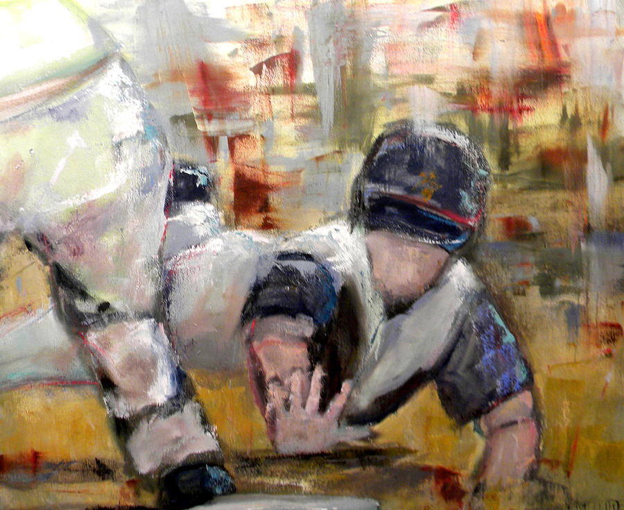 Baseball Painting - Reaching for Home #2 by Lisa Moore