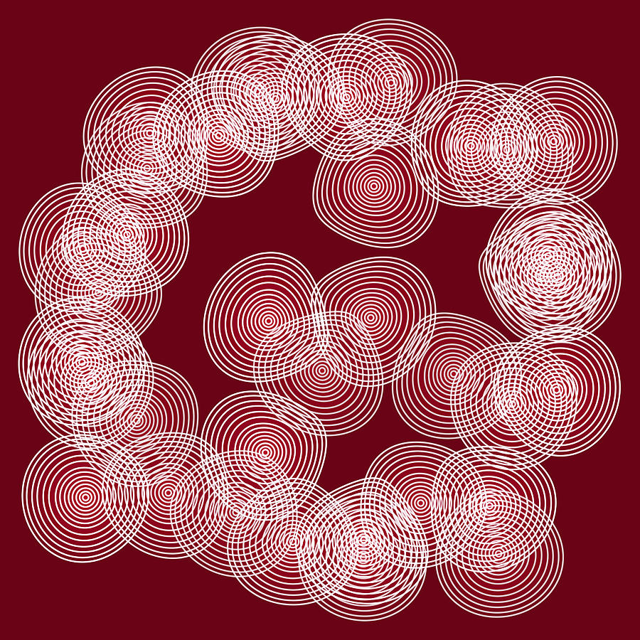 Abstract Drawing - Red Abstract Circles #1 by Frank Tschakert