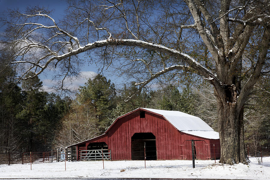 Red Barn in Snow #2 Photograph by Robert Camp