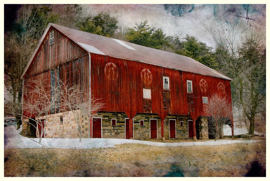Winter Photograph - Red Barn #2 by Lisa Hurylovich