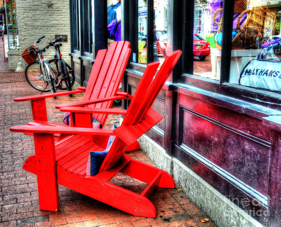 Bicycle Photograph - Red Chairs #2 by Debbi Granruth