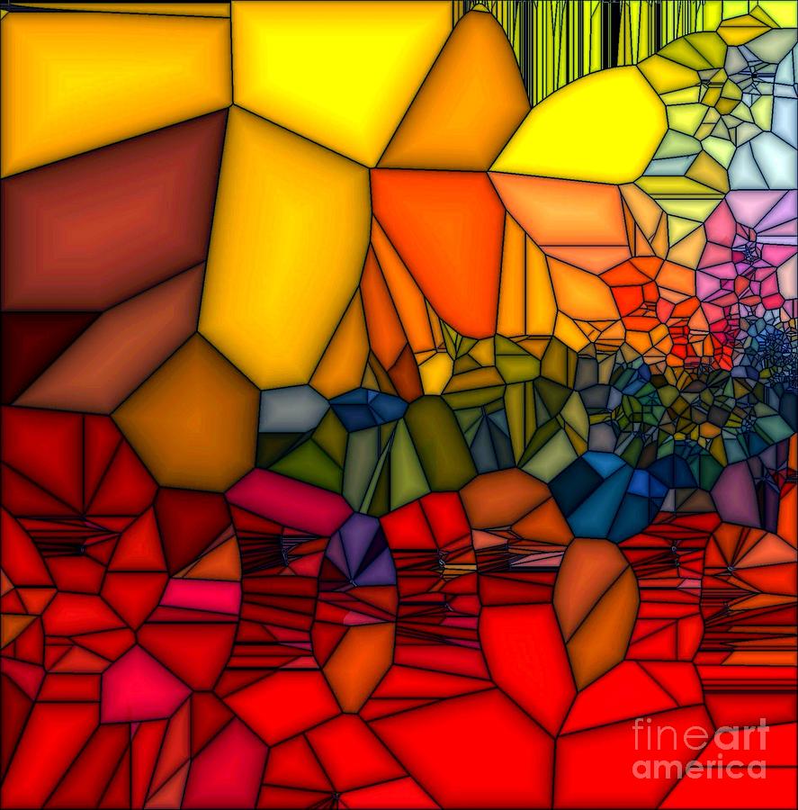 Red Cracked Glass #2 Painting by Saundra Myles