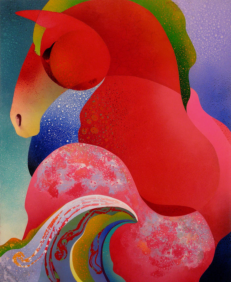 Red Equus #2 Painting by Fred Chuang