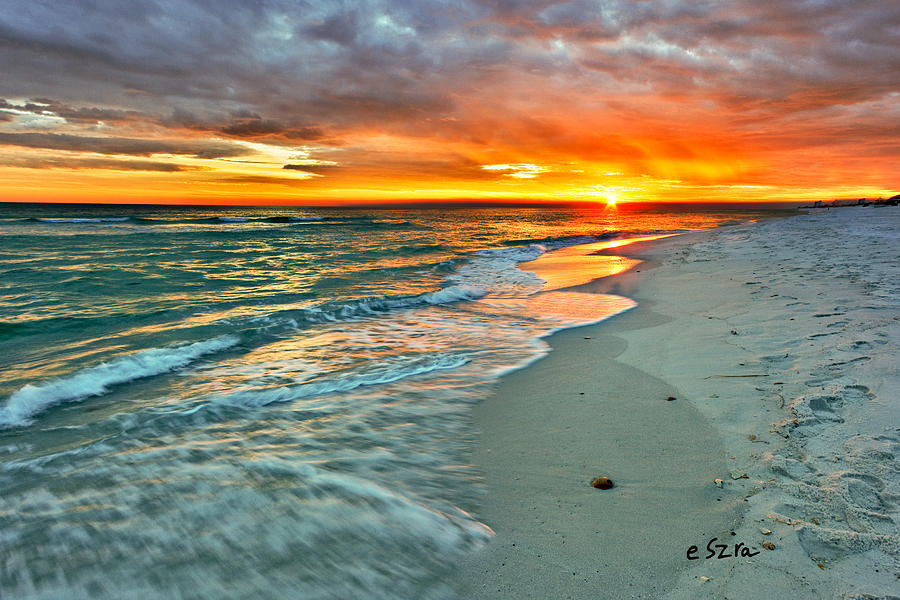 Red Orange Beach Sunset #2 Photograph by Eszra Tanner