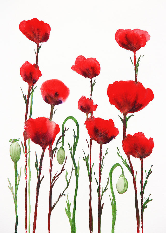 Red Poppies #2 Painting by Irina Sztukowski