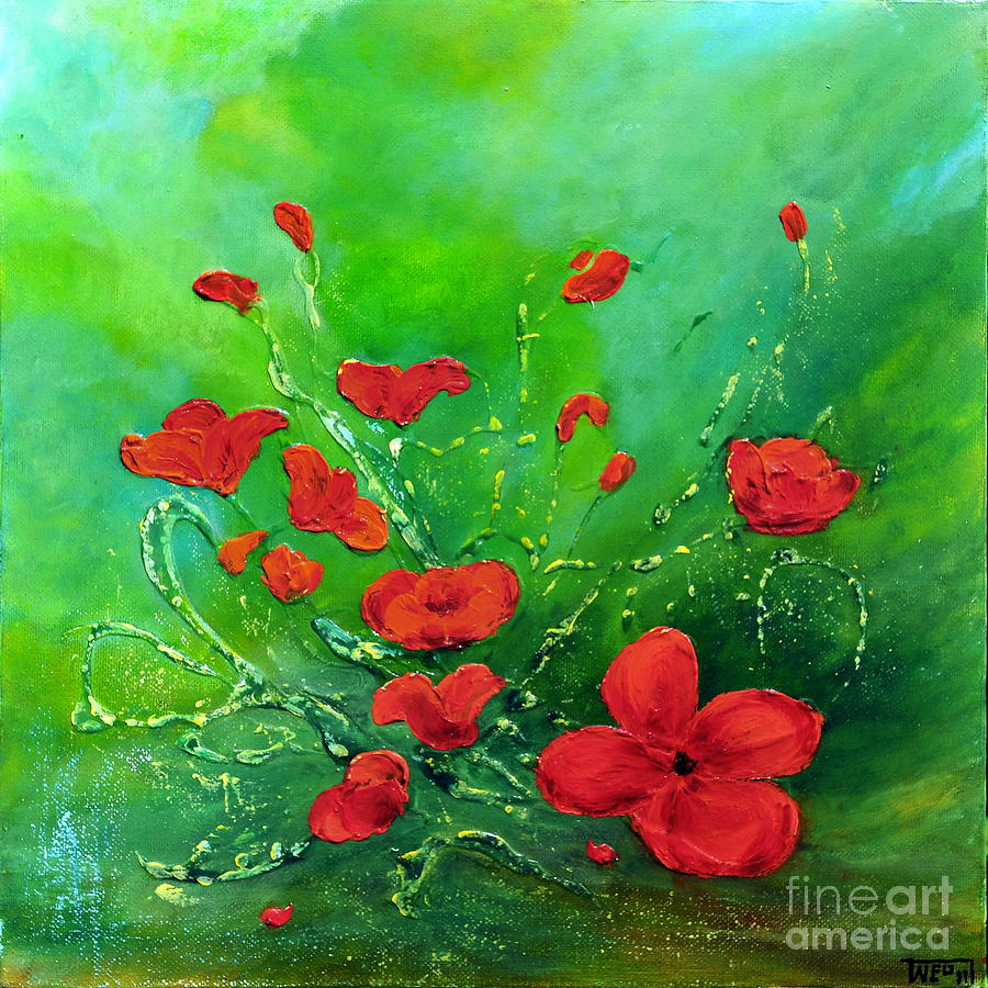 Red Poppies #2 Painting by Teresa Wegrzyn