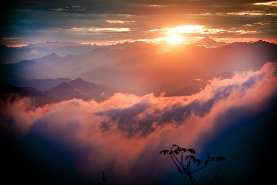 Nature Photograph - Red Sunset Himalayas Mountain Nepal #2 by Raimond Klavins