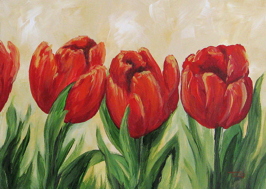 Red Tulips #2 Painting by Torrie Smiley