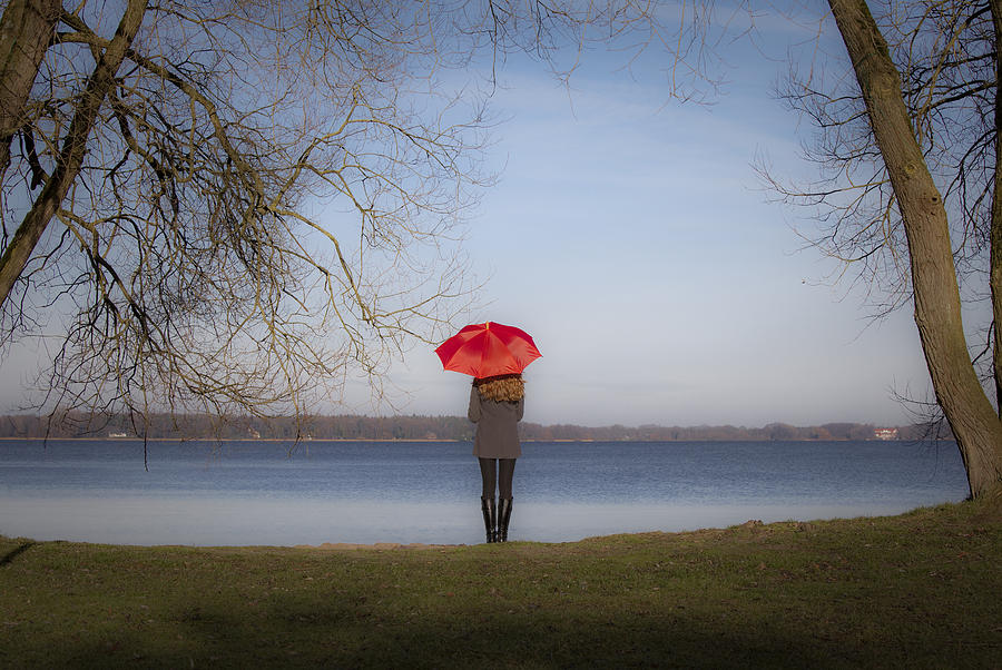 Red Umbrella #2 Photograph by Maria Heyens