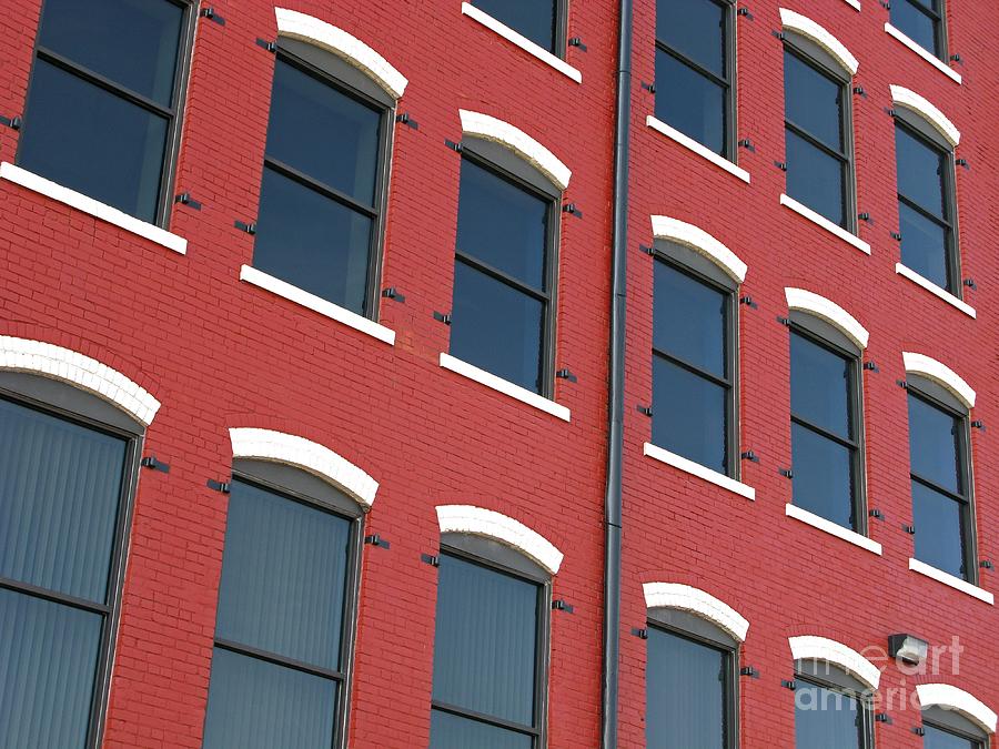 Brick Photograph - Red White and Windows by Ann Horn