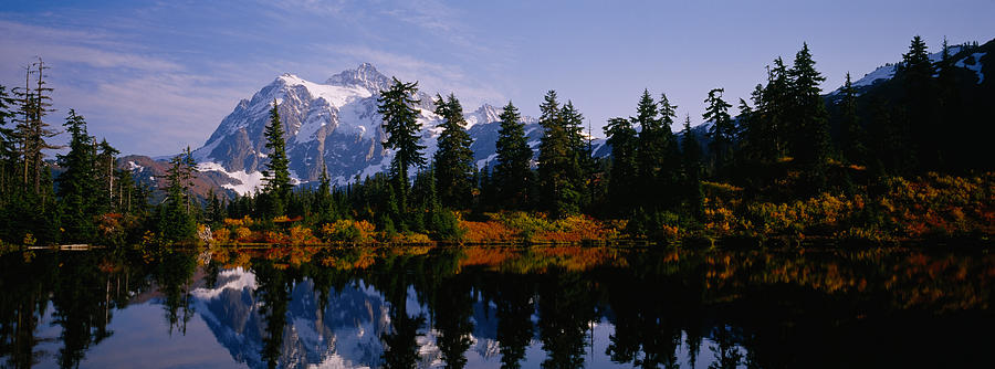 North Cascades National Park Photograph - Reflection Of Trees And Mountains #2 by Panoramic Images