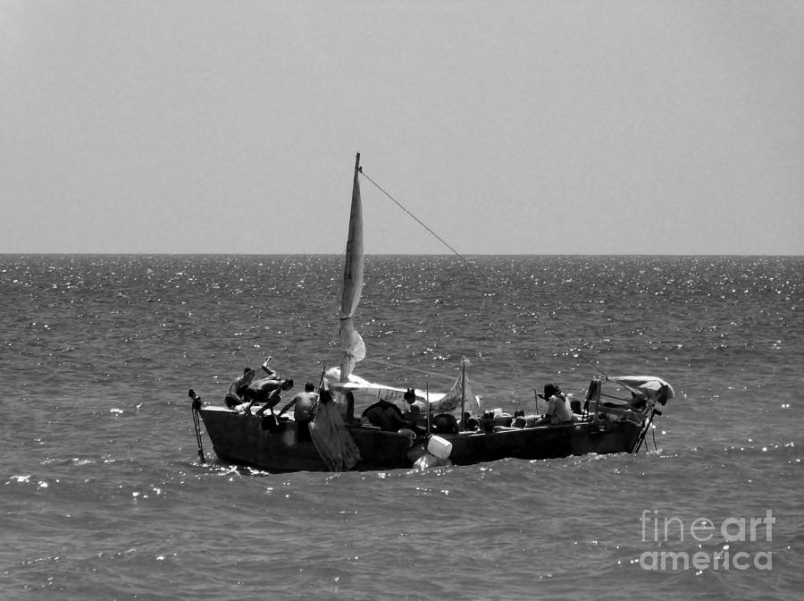 Black And White Photograph - Refugiados Cubanos #2 by Amar Sheow