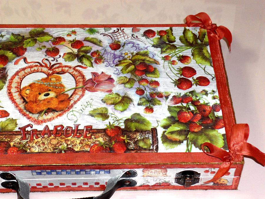 Vintage Mixed Media - Restyling of a wooden suitcase  front #2 by Donatella Muggianu