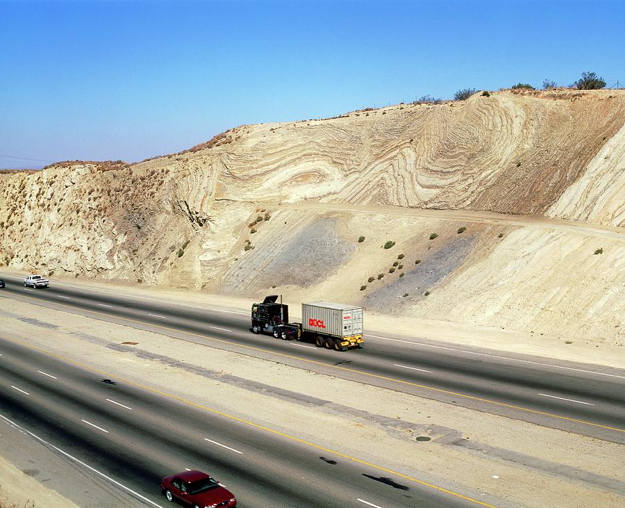 Road Cutting Through The San Andreas Fault #2 Photograph by Martin Bond/science Photo Library