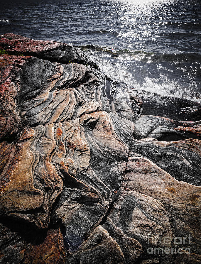 Rock formations at Georgian Bay 2 Photograph by Elena Elisseeva