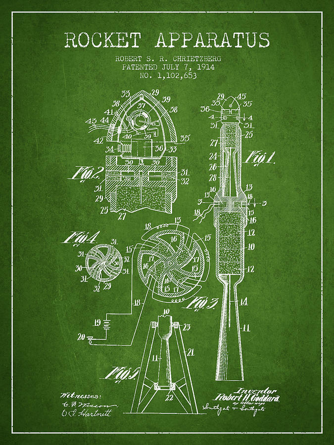 Vintage Digital Art - Rocket Apparatus Patent from 1914 #2 by Aged Pixel
