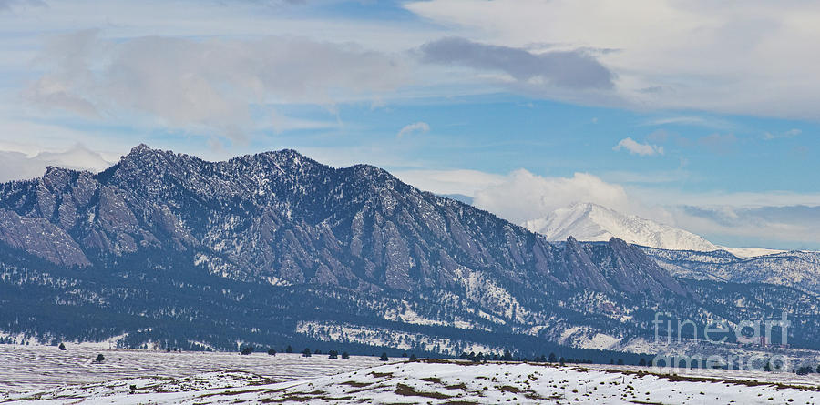 Rocky Mountains Flatirons and Longs Peak Panorama Boulder Photograph by James BO Insogna