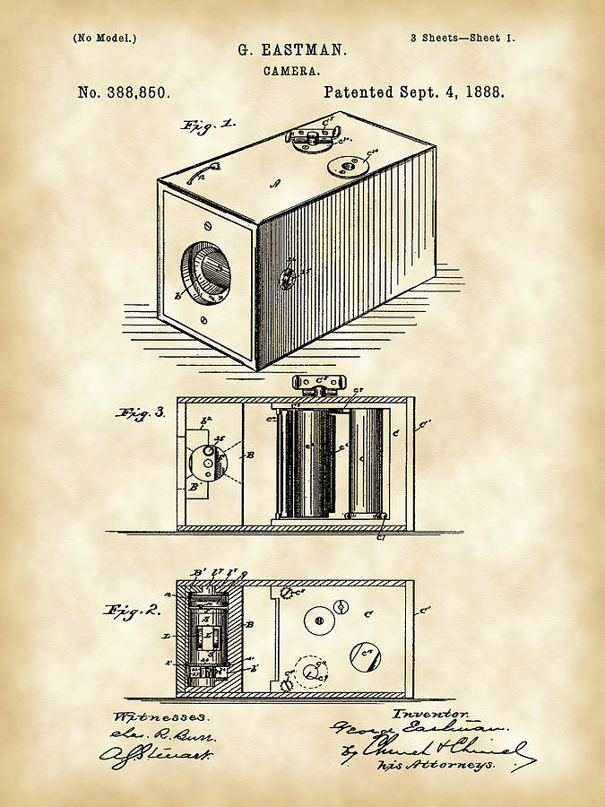 Roll Film Camera Patent 1888 - Vintage Digital Art by Stephen Younts