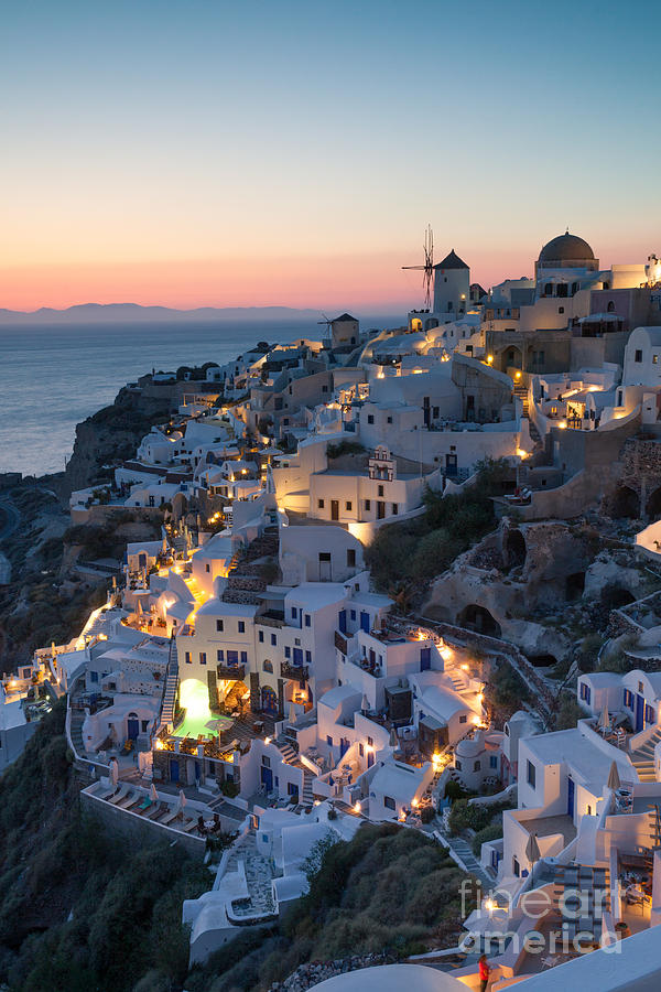 Romantic sunset over the village of Oia Greece Santorini #2 Photograph by Matteo Colombo