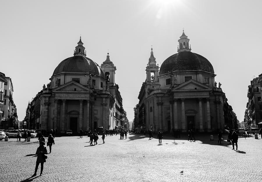 Black And White Photograph - Rome - Piazza del Popolo by AM FineArtPrints
