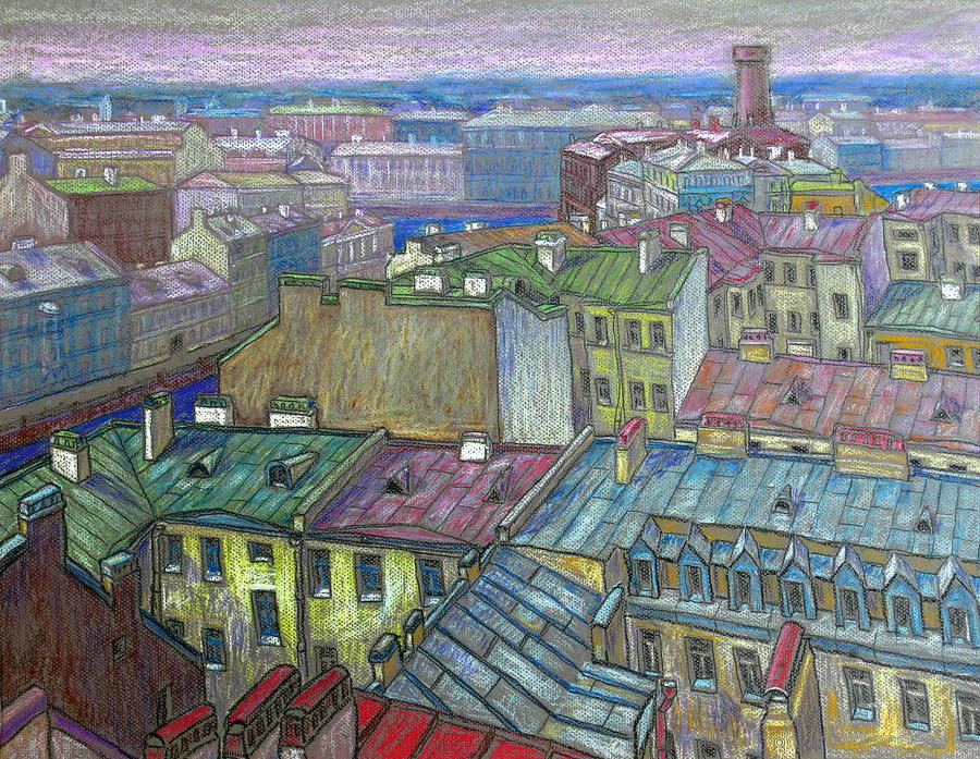 Landscape Drawing - Roofs of St. Petersburg  #2 by Anatoliy Sivkov
