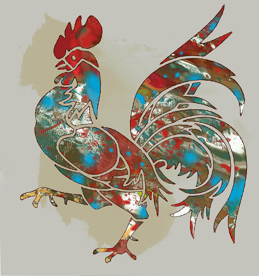 Abstract Drawing - Rooster Stylised Pop Art Drawing Portrait Poster #2 by Kim Wang