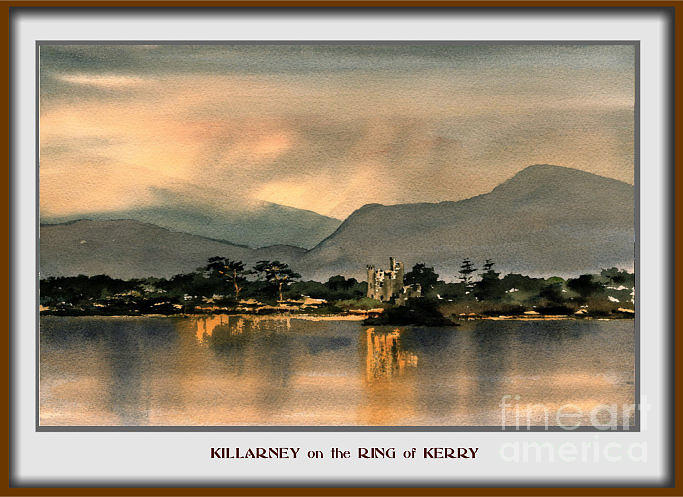 Sunset Painting - Ross Castle  Killarney #2 by Val Byrne