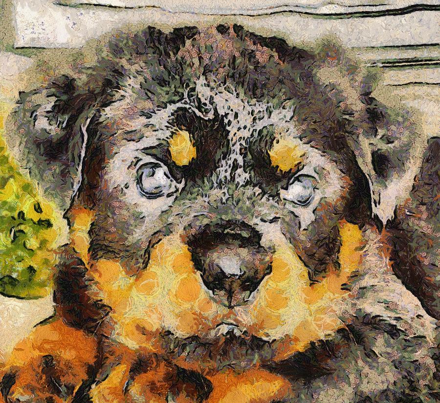 Rottweiler Puppy Portrait #2 Painting by Taiche Acrylic Art