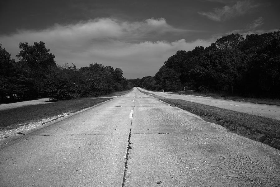 Route 66 - Missouri Concrete Highway 2010 BW Photograph by Frank Romeo
