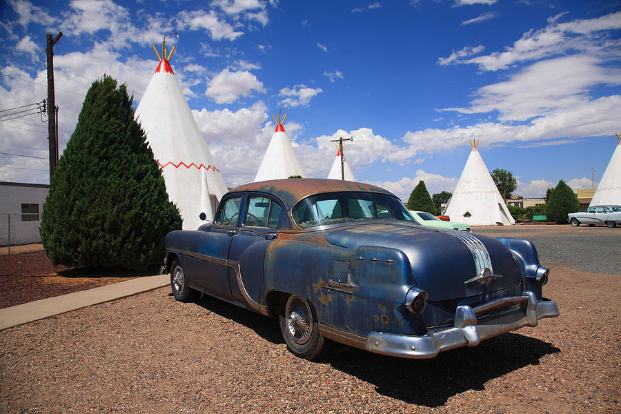 Vintage Photograph - Route 66 - Wigwam Motel and Classic Car 2012 #4 by Frank Romeo