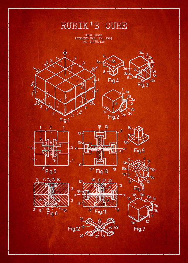 Toy Digital Art - Rubiks Cube Patent #3 by Aged Pixel