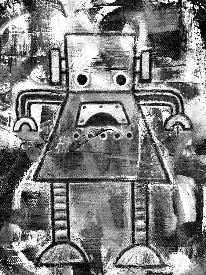 Ruby Robot #2 Mixed Media by Roseanne Jones
