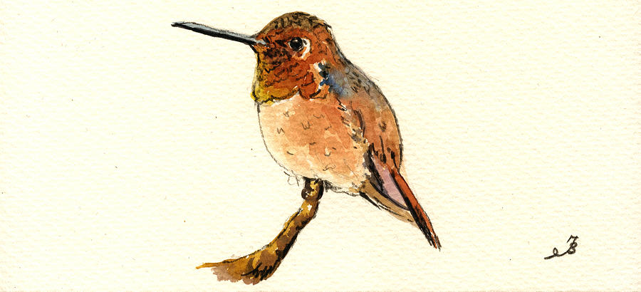 Hummingbird Painting - Rufous hummingbird #2 by Juan  Bosco