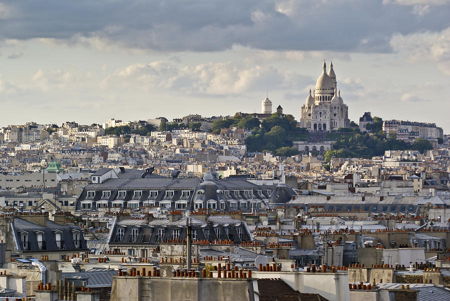 Sacre Coeur over rooftops #3 Photograph by Gary Eason