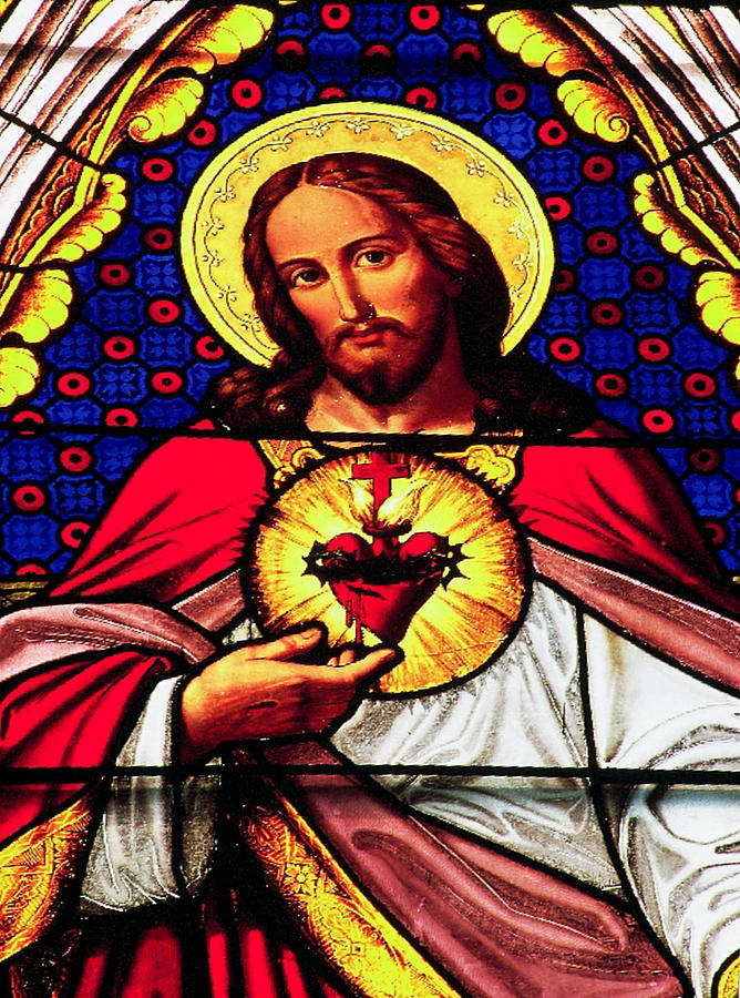 Jesus Christ Photograph - Sacred Heart of Jesus in Stained Glass #2 by Philip Ralley