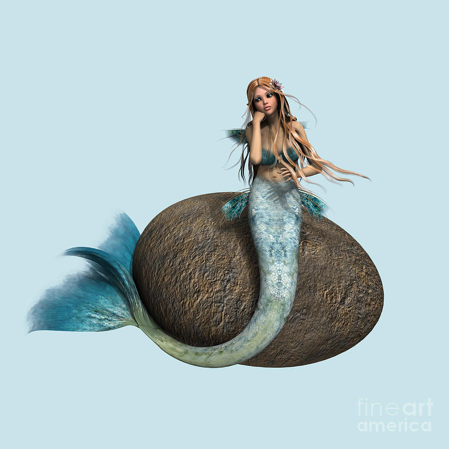 Mermaid Digital Art - Sad Mermaid #2 by Design Windmill