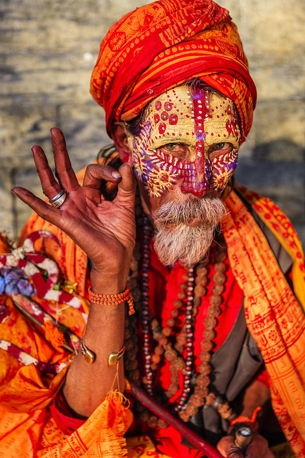 Sadhu - indian holyman sitting in the temple #2 Photograph by Hadynyah