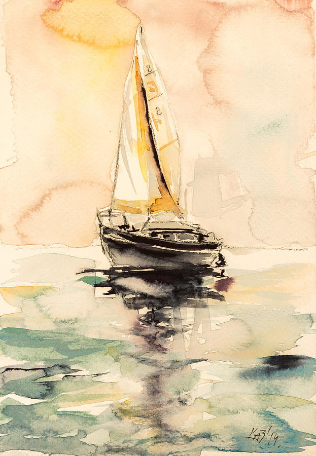 Sailboat #2 Painting by Kovacs Anna Brigitta