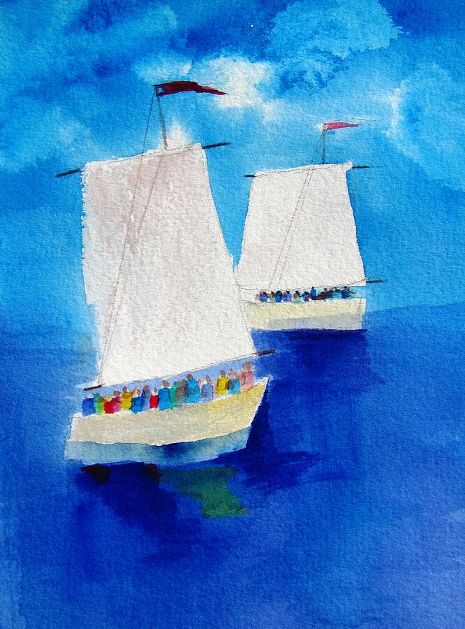 2 Sailboats Painting by Carlin Blahnik CarlinArtWatercolor
