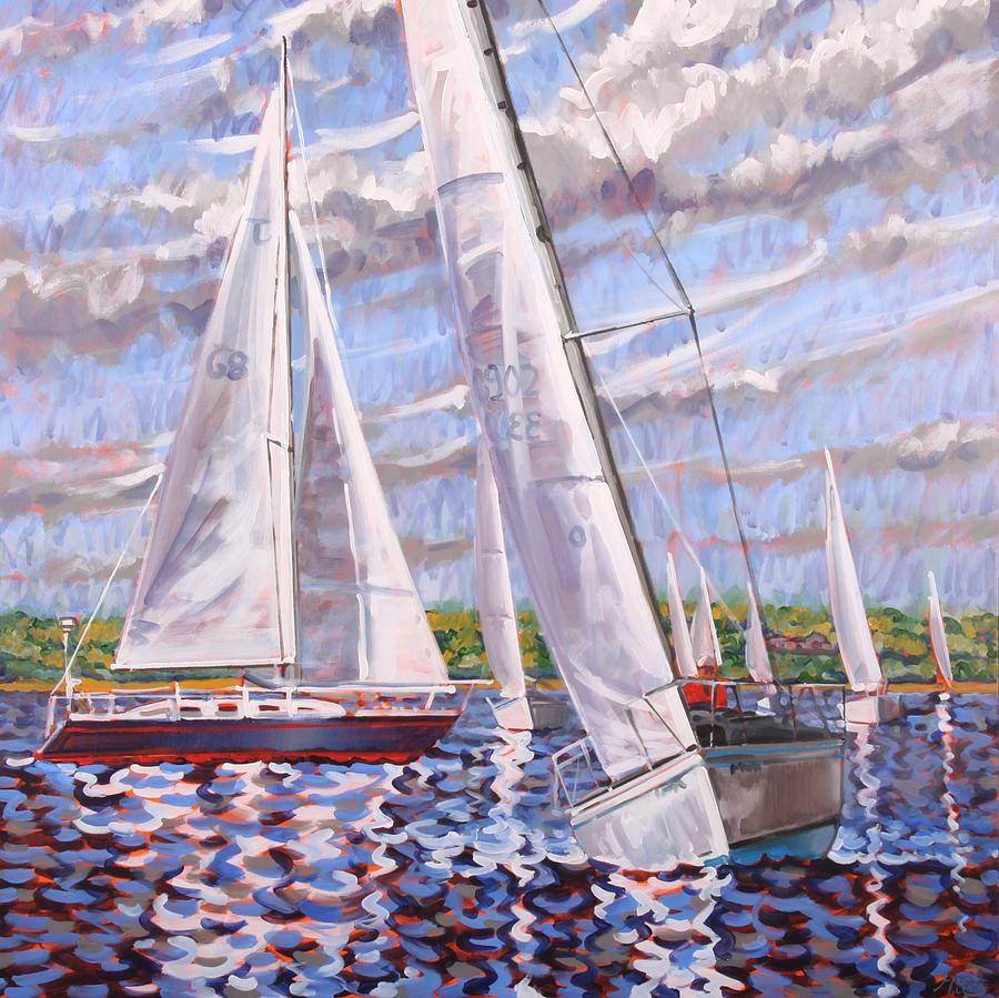 Sailboats Painting by Gary M Long