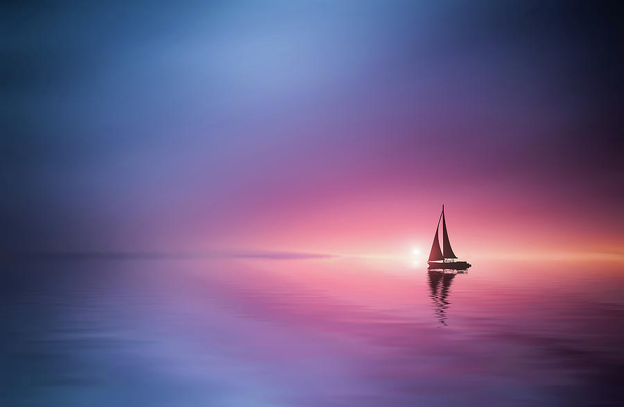 Sunset Photograph - Sailing Across The Lake Toward The Sunset #2 by Bess Hamiti