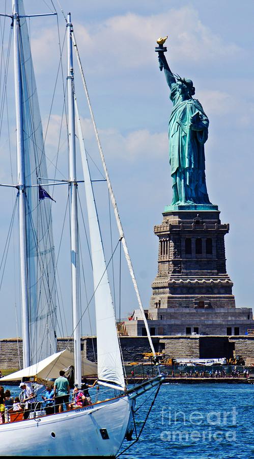 Sailing by Lady Liberty #2 Photograph by Lilliana Mendez