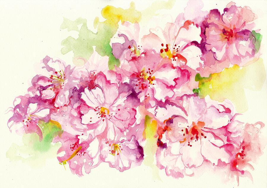 Sakura - Cherry Tree Blossom Watercolor #3 Painting by Tiberiu Soos