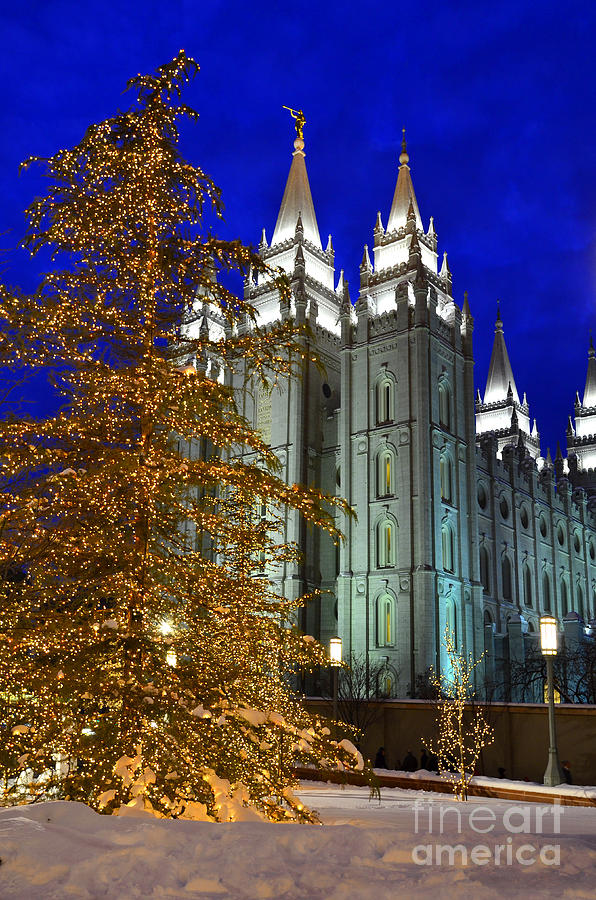 Salt Lake City Temple Square Christmas Lights Photograph by Lane