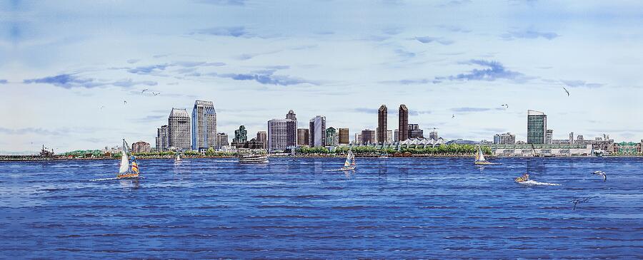 San Diego Skyline Painting by John YATO